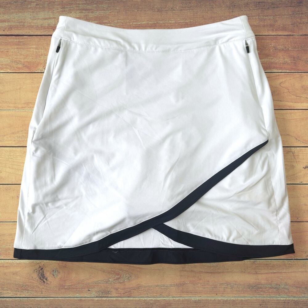 Peter Millar New Laura Wrap Skort Skirt XS White Navy Golf Tennis Pickleball